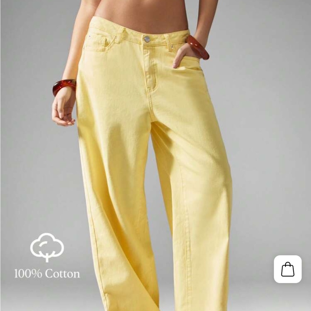 Missguided Yellow Wide Leg Jeans